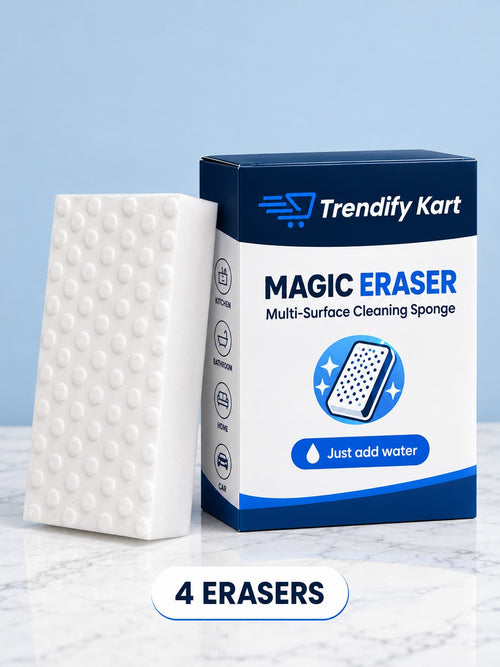 Trendify Kart Magic Eraser box with a white dotted eraser — pack of 4